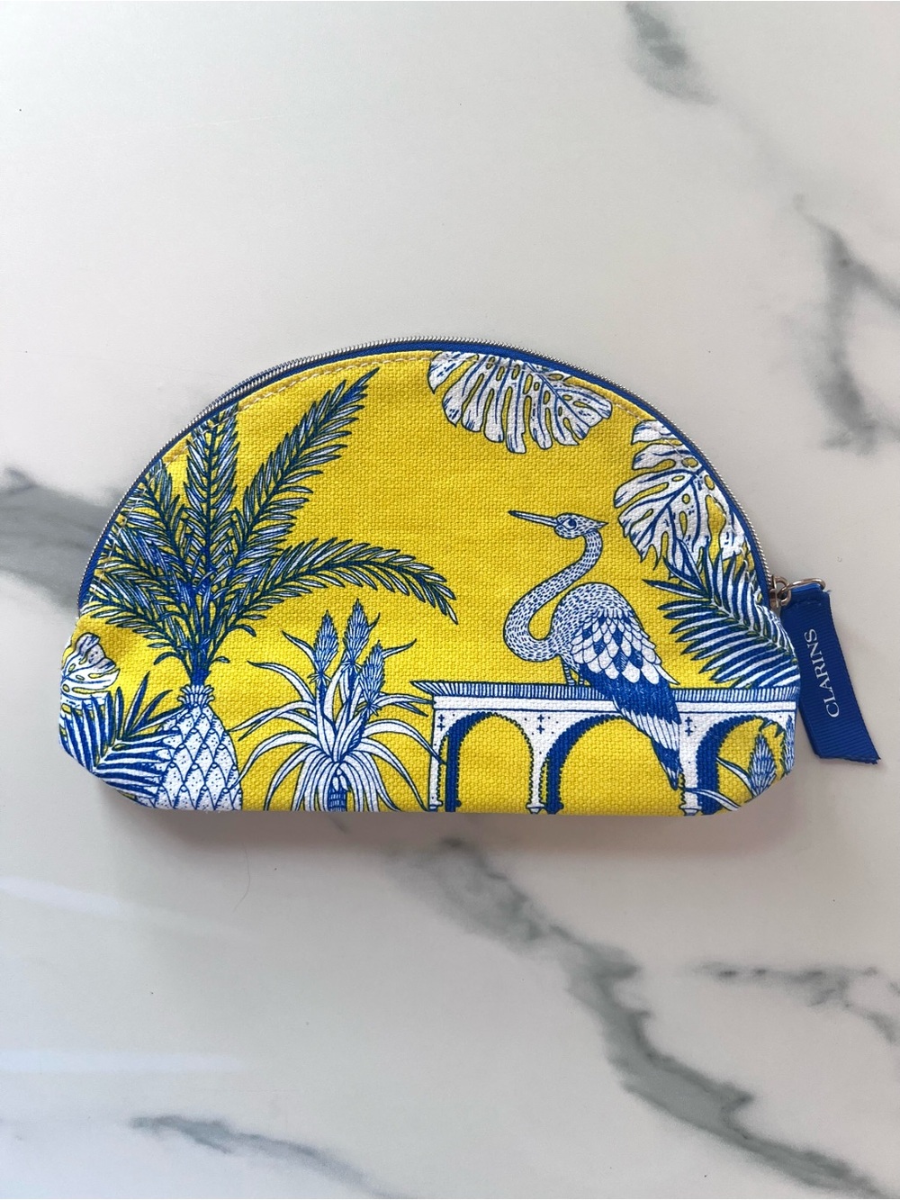 Clarins NWOT Cotton and Linen Côte d'Azur Cosmetic Pouch
